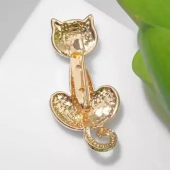 Брошь "Кошка" расписная, цвет белый в золоте