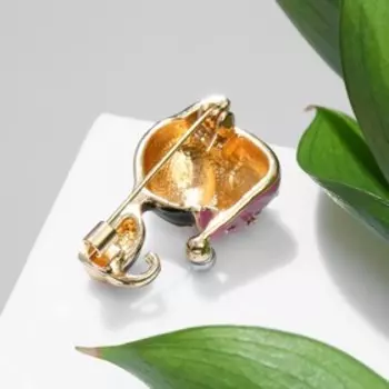 Брошь "Кот" в колпаке, цветная в золоте