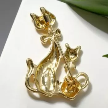 Брошь "Котики" пара, цвет золото