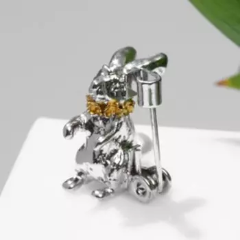 Брошь "Кролик" пушистый, цвет серебристо-золотой