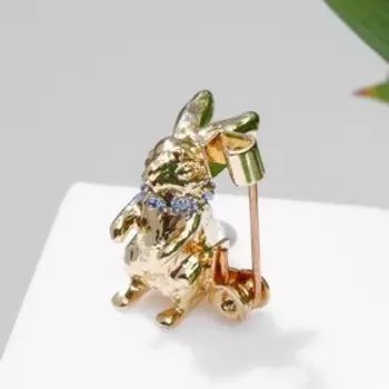 Брошь "Кролик" пушистый, цвет золотисто-серый