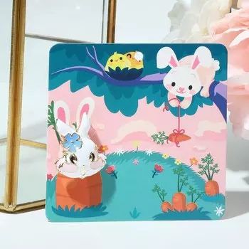 Брошь «Кролик» румяные щёчки, цвет бело-голубой в золоте