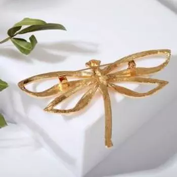 Брошь крупная "Стрекоза", цвет золото