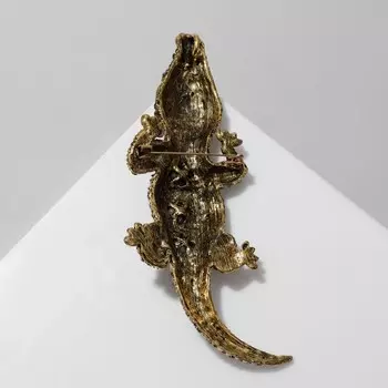 Брошь-кулон "Крокодил", цветная в чернёном золоте