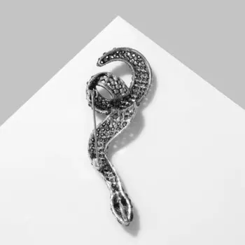 Брошь-кулон "Змея" ползущая, цветная в чернёном серебре