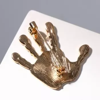 Брошь "Ладонь", цвет чёрный в золоте