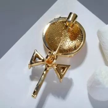 Брошь "Леденец", цвет бело-розовый в золоте