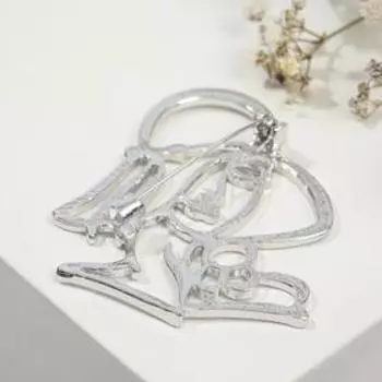 Брошь "Леди в шляпке" контур, цвет серебро