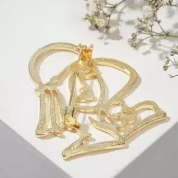 Брошь «Леди в шляпке» контур, цвет золото