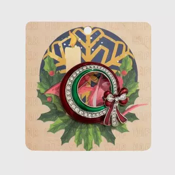 Брошь «Лента» с бантом, цветная в серебре