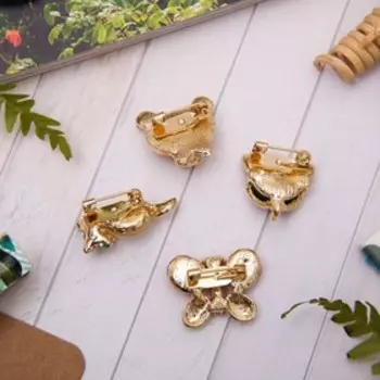 Брошь "Лесные жители", форма МИКС, цвет МИКС в золоте (неделимая фас.12шт, цена за шт)