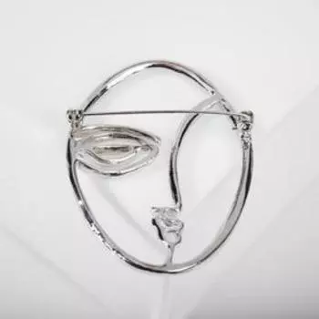 Брошь "Лица" асиметрия, цвет серебро