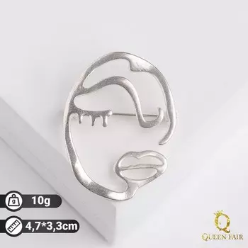 Брошь "Лица" образ эскиз, цвет матовое серебро