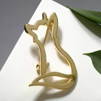 Брошь «Лиса» сидящая, цвет золото