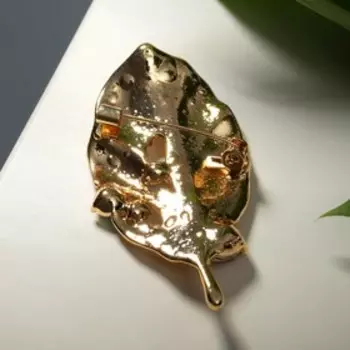 Брошь "Лист" оригинальный, цветная в золоте