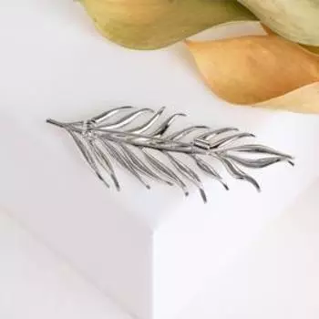 Брошь "Лист" папоротника, цвет серебро