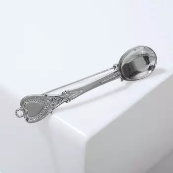 Брошь "Ложка столовая", цвет серебро