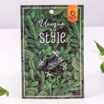 Брошь «Лягушка», красно-зелёная в чернёном серебре