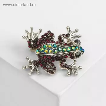Брошь «Лягушка», красно-зелёная в чернёном серебре