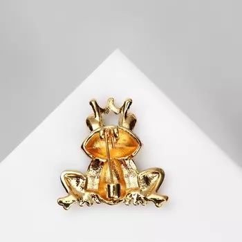 Брошь "Лягушка" королева, цветная в золоте