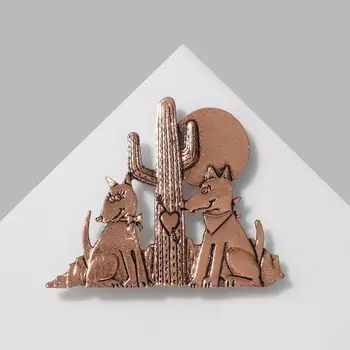 Брошь «Любовь в пустыне», чернёная, красная, медь