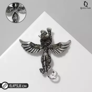 Брошь «Мантикора», серая в чернёном серебре