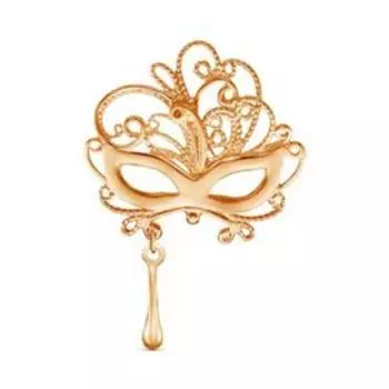 Брошь "Маска" розовое золочение