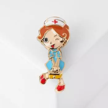 Брошь «Медсестричка», цветная в золоте