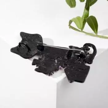 Брошь мультяшная "Кошачье семейство", цветная в чёрном металле