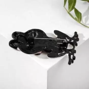 Брошь мультяшная "Лягушка", цветная в чёрном металле