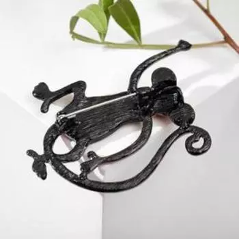 Брошь мультяшная "Обезьянка", цветная в чёрном металле