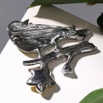 Брошь мультяшная "Птица", цветная в серебре