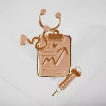 Брошь "Набор врача", цвет коричневый в золоте