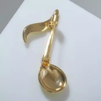 Брошь "Нота", цвет неоново-жёлтый в золоте