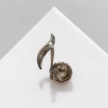 Брошь "Нота" музыканта, цвет серый в серебре