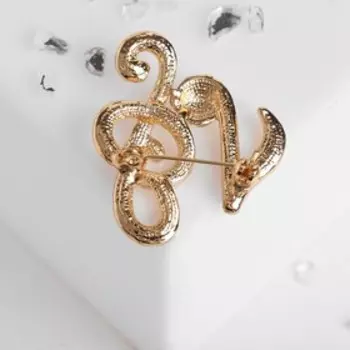 Брошь «Ноты», цвет белый в золоте