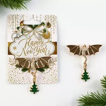 Брошь новогодняя «Happy New Year», 6 х 8 см