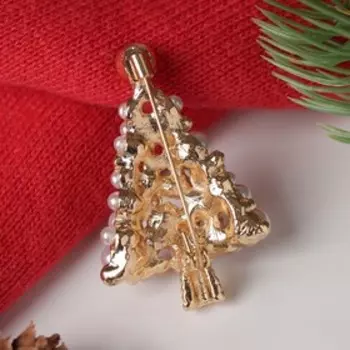 Брошь «Ёлка» с жемчугом, цвет белый в золоте