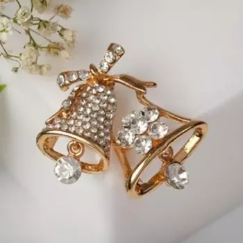 Брошь «Колокольчики», цвет белый в золоте