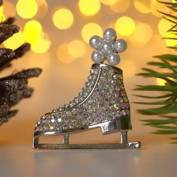 Брошь «Конёк» фигурный, цвет белый в серебре