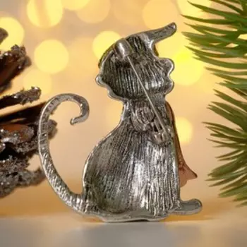 Брошь "Кот", цветная