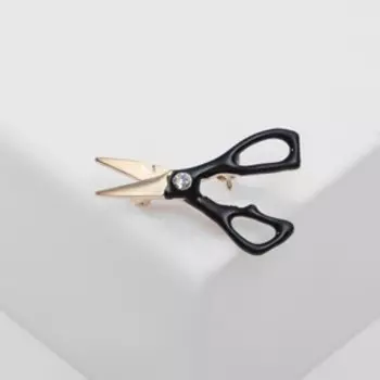Брошь "Ножницы" мастерские, цвет чёрный в золоте