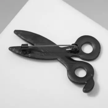 Брошь "Ножницы" роскошные, цвет чёрный в чёрном металле