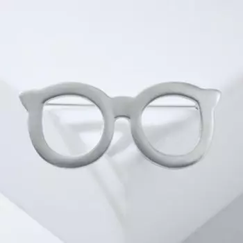 Брошь "Очки" маленькие, цвет серебро