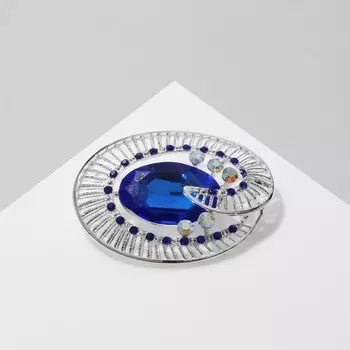 Брошь «Око», синяя в серебре