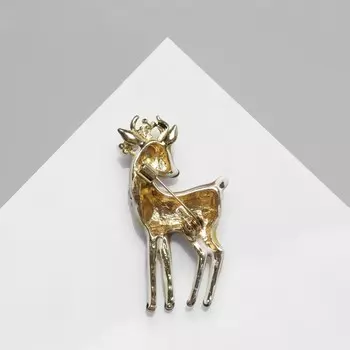 Брошь «Оленёнок» лесной, цветная в золоте