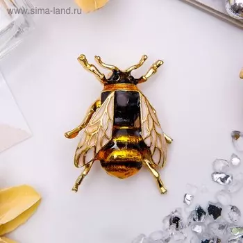 Брошь «Оса» глянцевая, цветная в золоте