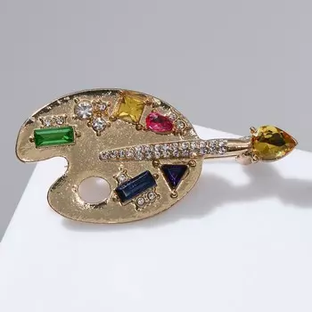 Брошь "Палитра" геометрия, цветная в золоте