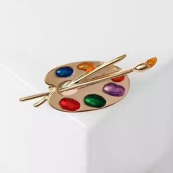 Брошь «Палитра» художника, цветная в золоте