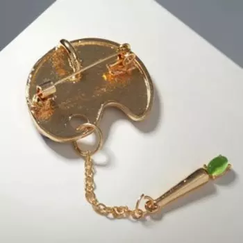 Брошь-кулон «Палитра» с кистью, цветная в золоте